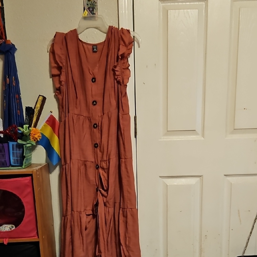 SHEIN Rust Button-Down Dress